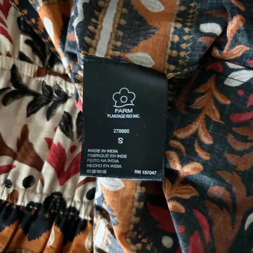 Farm Rio NEW Anthro Long Sleeve Button Front V-Neck Peasant Blouse Size Small