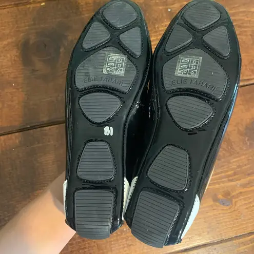 Elie Tahari Patent Leather Loafers Black White size 5