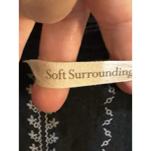 Soft Surroundings Cannes Black Gauzy Crepe Faux Wrap Jumpsuit Size Petite Large