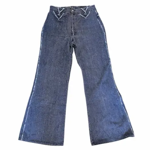Vtg 1970s GO•USA by Lord Isaacs High Rise Wide Leg Jeans Talon 8 Zip Made in USA Blue Size 27