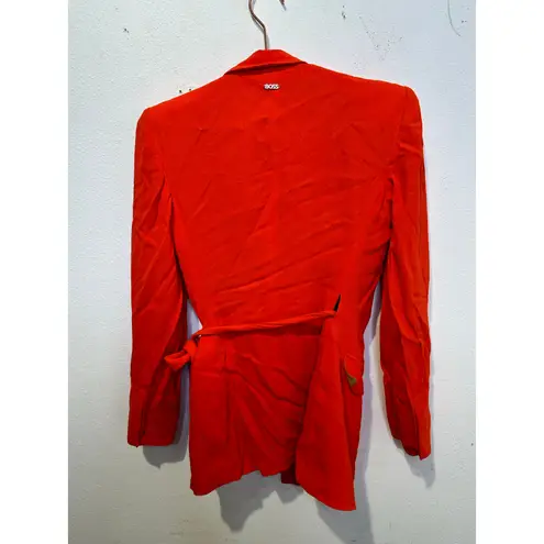 BOSS Women's Orange Red Tie Wasit Collared Jawana Blazer Jacket Size US 0