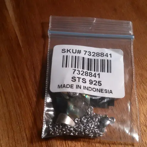 Floral Design Abalone Sterling Silver Pendant Stainless Steel Necklace