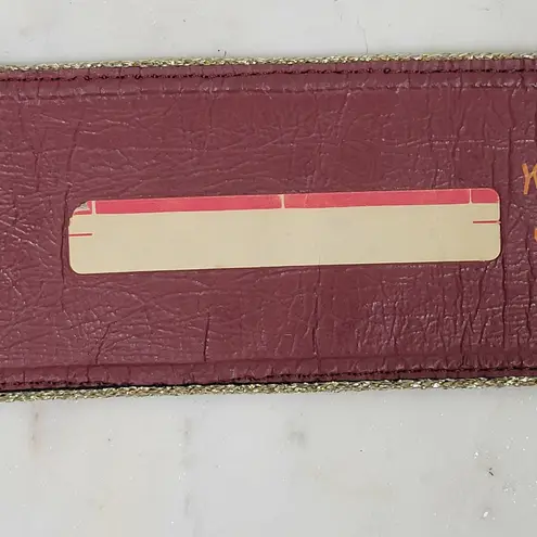 VTG Yves Saint Laurent Suede Belt 75/30 Burgundy Red Bakelite Buckle Gold Trim