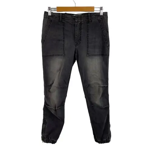 Nili Lotan Cropped French Military Pants Jeans Carbon Grey Cotton Utility SZ 27 Gray