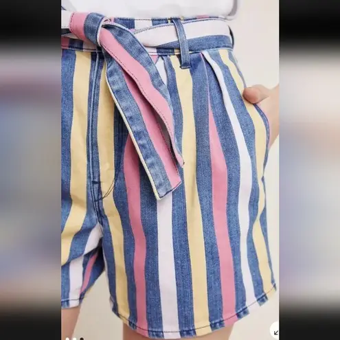 3x1 NYC Womens Denim Jean Flaunt Striped Belted Shorts Size 29