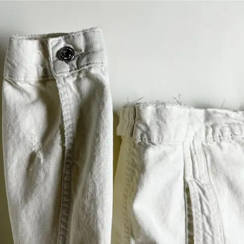 ZARA  - Women’s Distressed Denim Jacket White Cotton - Sz.‎ S