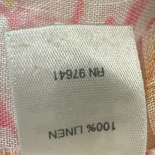 J.Jill Pure Jill Love Linen Floral Button Down Shirt Size Petite Large Summer Orange