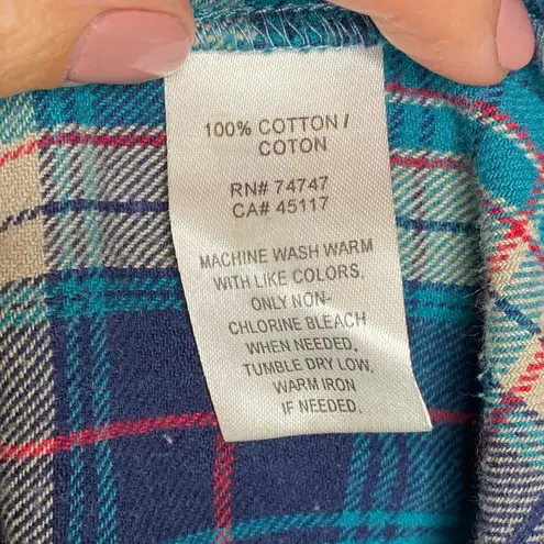 Bass Pro Shops Bass Pro Shop Natural Reflection Blue Plaid Shirt Medium