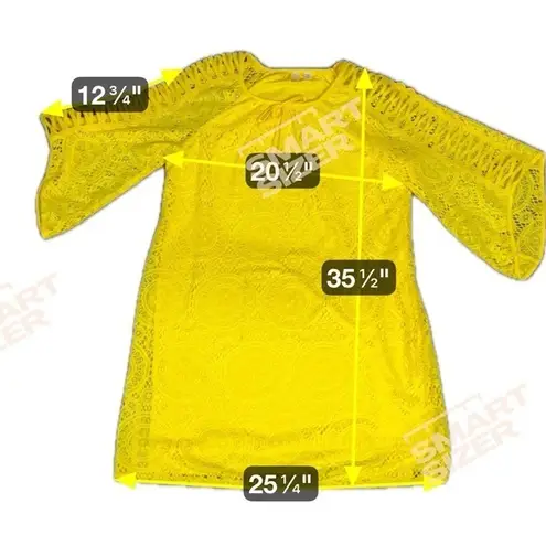Tacera Women's Embroidery Lace Lined Yellow Dress Sz 2X Summer Vacation Vibrant - Image 6