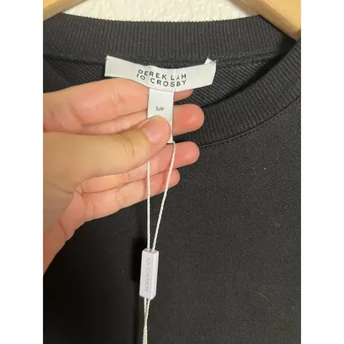 Derek Lam 10 Crosby Black Crewneck Ostrich Feather Hem Pullover Sweater Size S