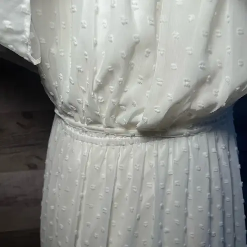 Baltic Born White Swiss Dot Tiered Off Shoulder Maxi Dress