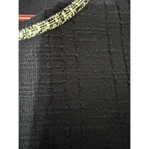 Chic Ann Taylor Loft Sweater Knit Top Womens M Navy Blue Tweed With Silver Trim Size M