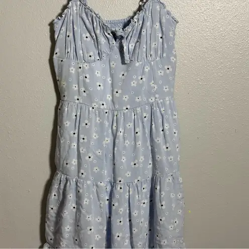 Hollister  Women Light Blue Floral Tiered Mini Sundress size S
