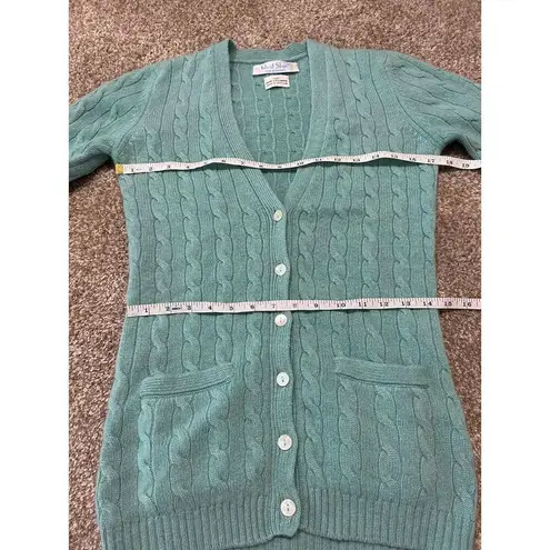 Isle of Skye Women Scotland Made Pure Cashmere Blue cardigan sweater fit sz S