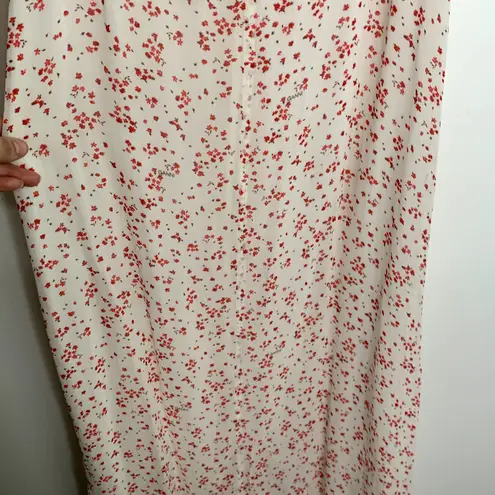 Ganni Printed Georgette Button-Front Slip Dress in Egret Womens Midi Size Small