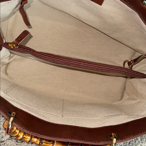 Mark and Graham Bamboo Elisabetta Brown Tote Made in Italy