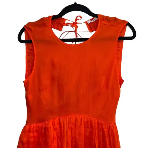 Cecilie Bahnsen Fang Draped Open Back Sleeveless Midi Dress Orange