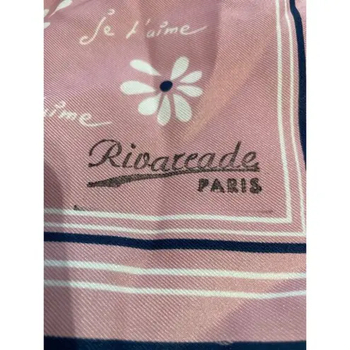 Rivateade Paris Pink Floral Square Scarf 26x26 Je Taime Print Lightweight Access
