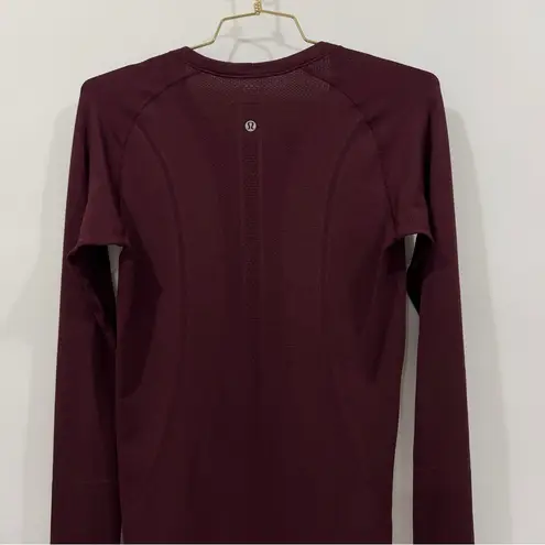 Lululemon  Swiftly Tech Running Shirt Heathered Burgundy Size 8 Long Sleeve - Image 3