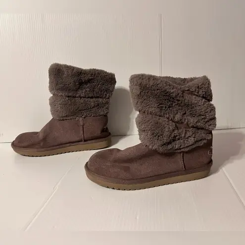 Koolaburra S/N 1114692 taupe leather winter boots women size 7 Brown