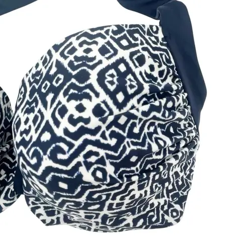 Panache NWT Swim Sia Bikini Set 32G Top & Small Bottom Navy White Ikat Print NEW