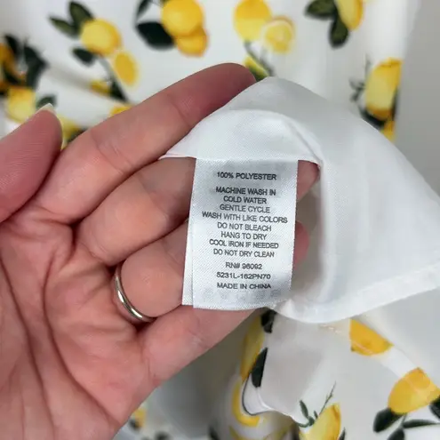 Carolina belle Lemon Print Sheath Slip Dress Women’s Size 10 White Yellow