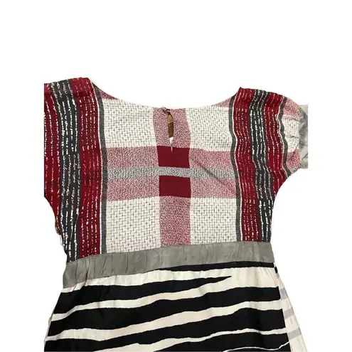 Launch by Susan Young abstract sailboat novelty 100% silk dress size XS Red