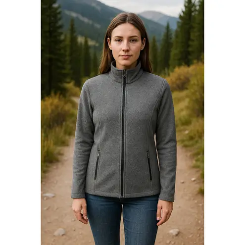 Spyder Full Zip Fleece Jacket Womens Large Gray Soft Warm Outdoor Layering