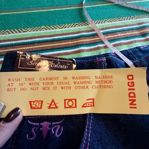 VTG 1970s Sergio Valente Pink Topstich Straight Leg Blue Jeans 27" NWT deadstock