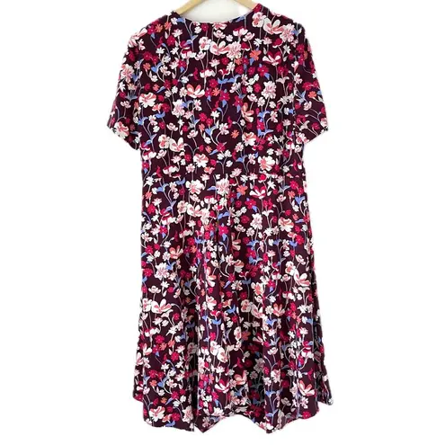 Tommy Hilfiger  Brookshire Dress Burgundy Red Floral Short Sleeve Women’s Size 14