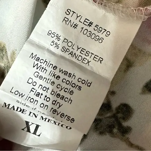 Discreet Floral Print Multicolored Short Sleeve Open Shoulder Size XL Top