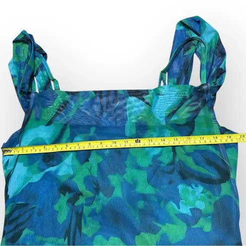 Ariel Maxi Dress Womens XXL Green Tropical Floral Fitted Mesh Resortwear Size undefined