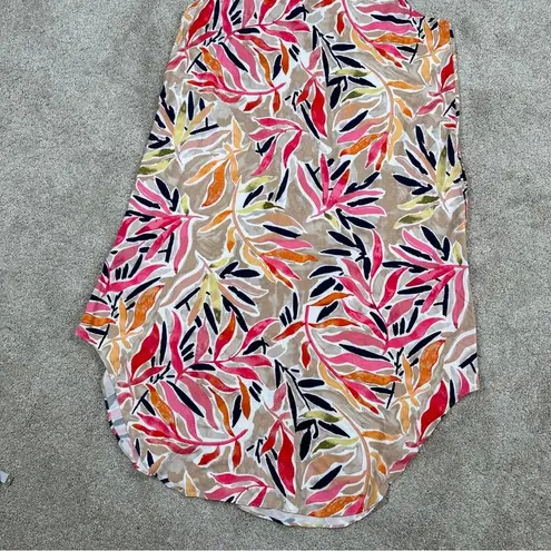 Nic+Zoe Sunrise Floral Tank Midi Dress Sleeveless V-Neck Rayon Multicolor Size L