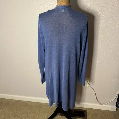 J Jill Open Front Linen Blend Long Duster Cardigan Blue Size L Pockets Coastal Size L - Image 9