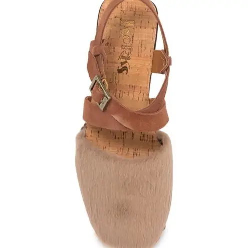 Kork-Ease KORKS Wendy Faux Fur Taupe Rust Brown Clog Heels Size 10 NWT