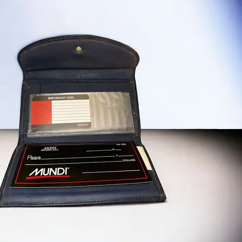 Mundi Blue Trifold Leather Wallet with Checkbook Back Zip Clutch NWT