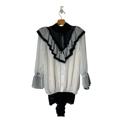 HAH Hot As Hell Bodysuit Women Small Black White Polka Dot Heavy Knecking NWT