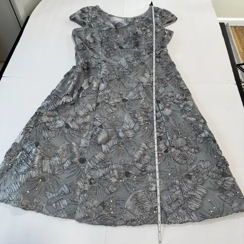 Alex Evenings Alex Evening Silver Embroidered Sequins Flare Party Wedding Guest Dress Size 16