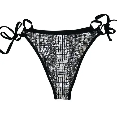 Beachsissi Womens L Silver Black Two Piece String Bikini