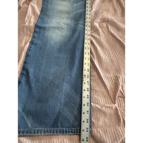 Women's Vintage Indian Rose Wide Leg Loose Fit Denim Blue Jeans 32 X 33 Low Rise