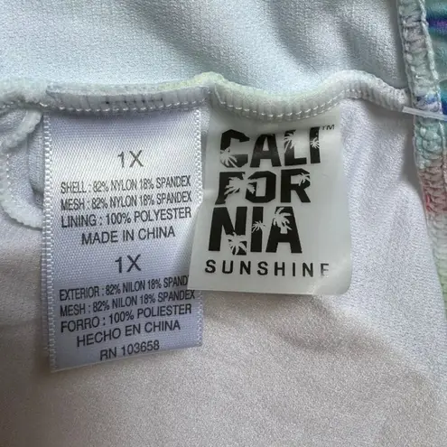 California Sunshine Ruffle Tie Dye Cutout Monokini Swim Bathing Suit NWT Plus 1X