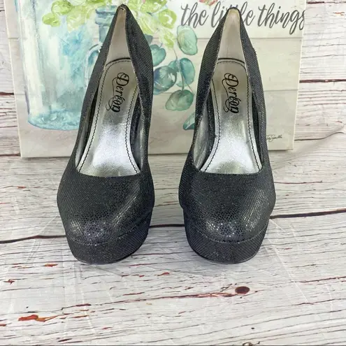 Dereon Metallic Glitter Platform Pumps Black 7 Stiletto Black