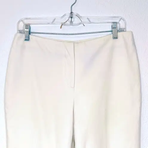 Burberry  London Off White Cotton Blend Flat Front Trouser Pants Size USA 8