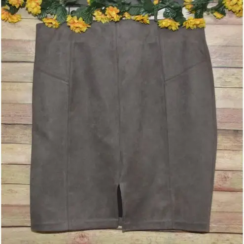 Marc New York Andrew Marc Skirt Pencil Faux Leather Suede Brown Size XL Career