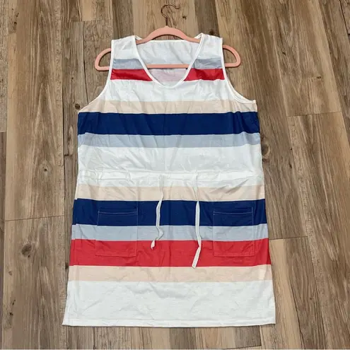 New boutique Stripe Printed Tank coverup Dress sz XL