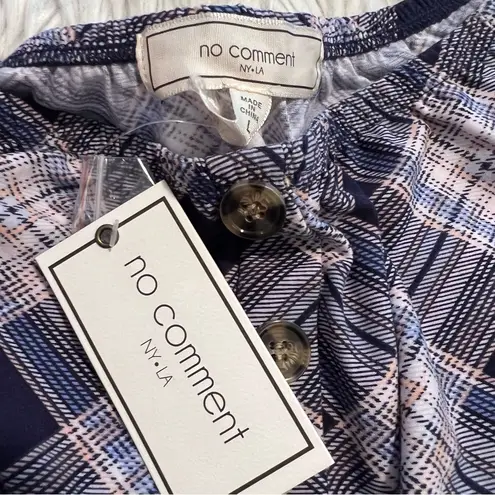 No Comment Off Shoulder Top Navy Plaid