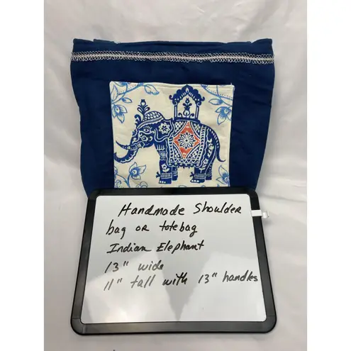Handmade Indian Elephant Shoulder Bag | Small Tote Bag Blue