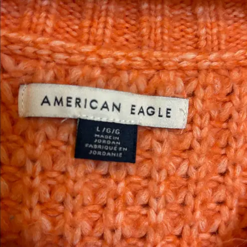 American Eagle  AE Orange Oversized Knit V-Neck Sweater large fall cozy