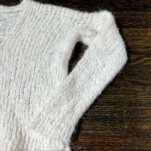 Line The Label White Baby Alpaca & Wool Blend V Neck Cropped Sweater Size XS