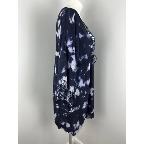 Raviya Blue Tie Dye Beach Swim Cover Up 0X Vacation Resort Bohemian
